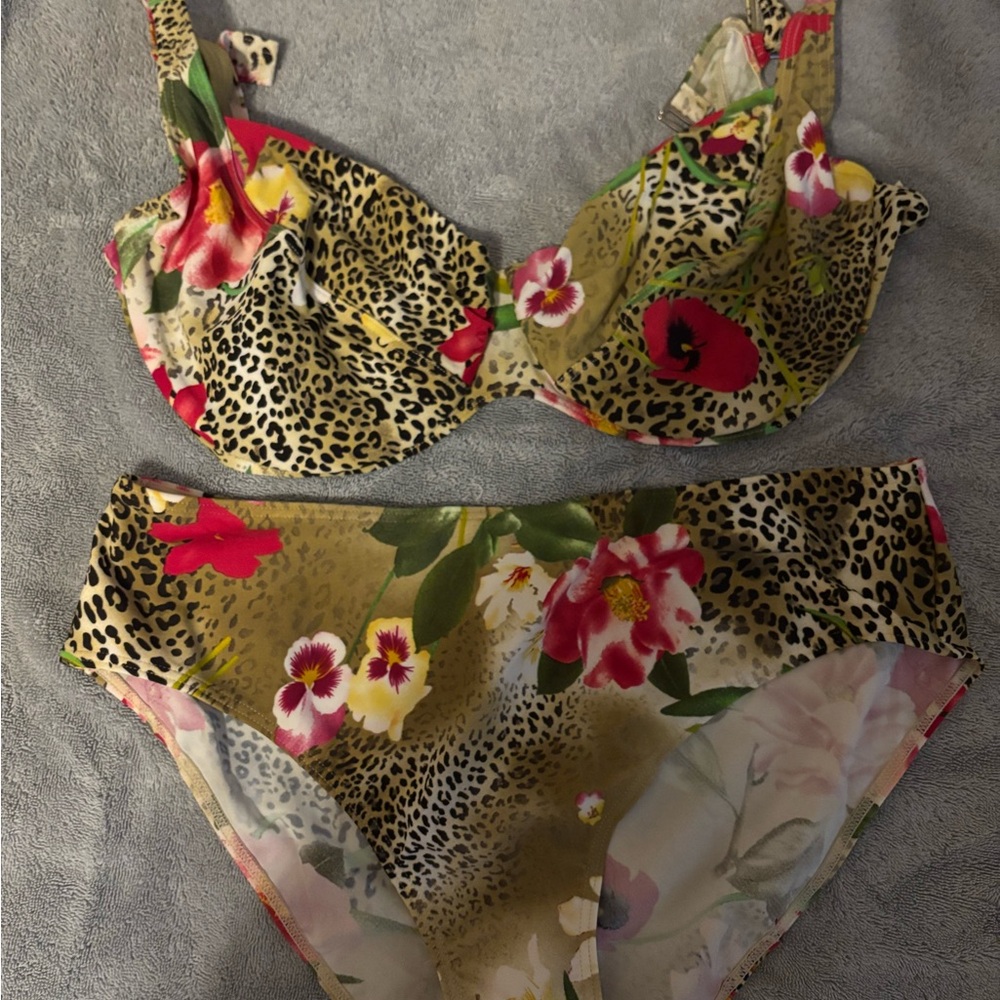 Floral Leopard Print Bikini Set